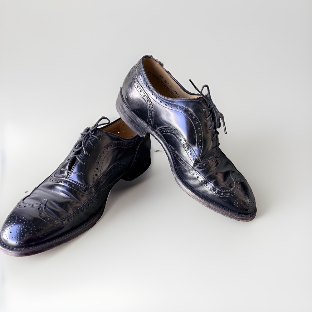 Vin.90's Johnston Murphy Aristocraft Black Lthr Wingtip Greenwich Oxford 9.5 EEE